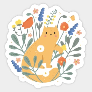 Red cat in the garden Sticker